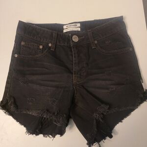 Black Distressed Denim Shorts